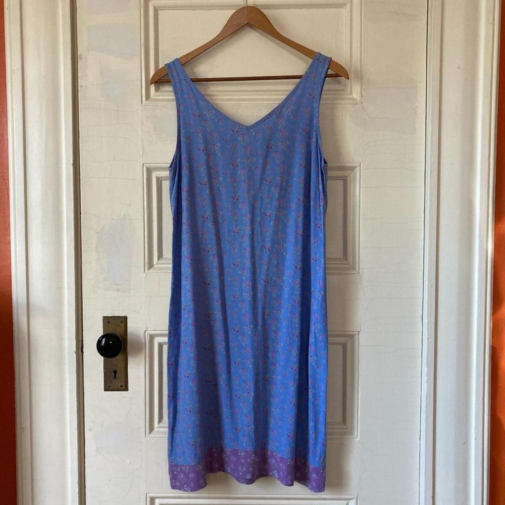 Vintage GAP blue floral midi dress M